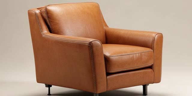 Anteprima di una poltrona in pelle cuoio con cucitura artigianale