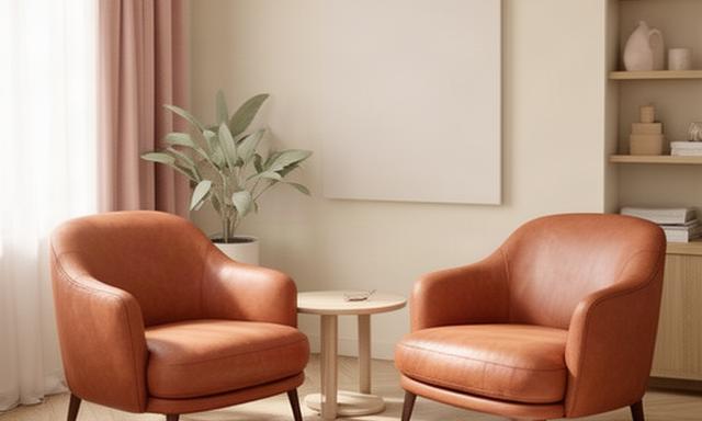 Area colloqui di uno studio di psicoterapia con due poltrone in pelle disposte per una conversazione riservata