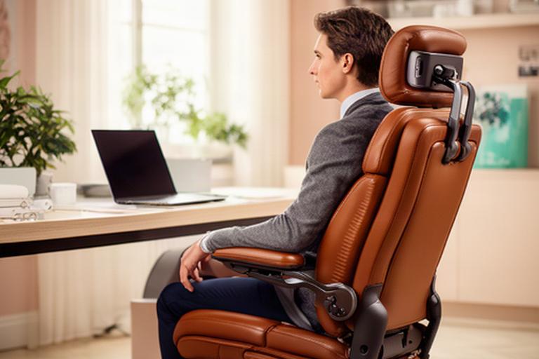 Professionista al lavoro in una poltrona ergonomica in pelle, davanti a una scrivania luminosa